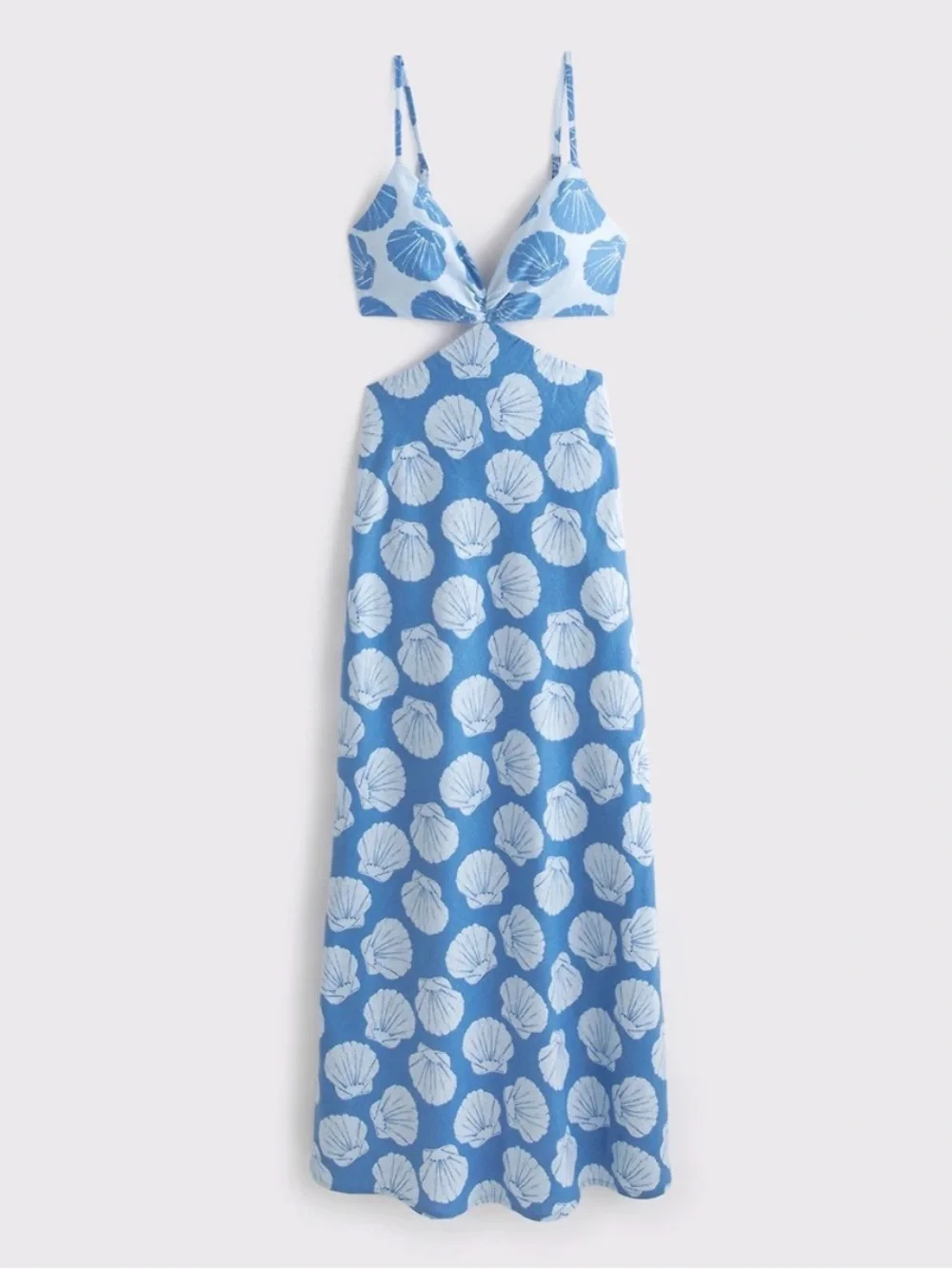 Abercrombie & Fitch Blue Shell-Print Maxi Dress